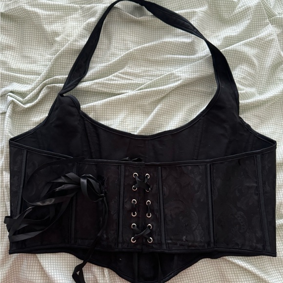 Plus Size Black Crop Corset Top - Picture 4 of 5